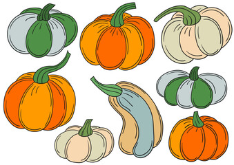 Set of illustrations for postcards, flyers, banners