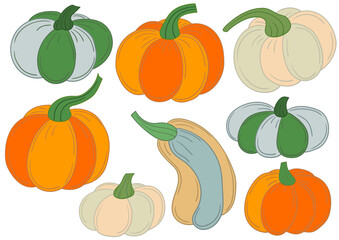 Set of illustrations for postcards, flyers, banners