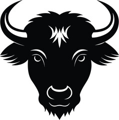 A cartoon vector illustration of a bull head for farm livestock and cattle agriculture