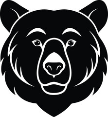 Wild grizzly bear head vector illustration silhouette for tribal tattoo design