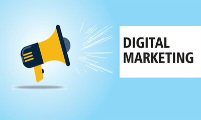 Digital Marketing Concept with Megaphone Icon – Online Advertising, Social Media Promotion, and Brand Communication Design