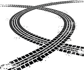 Curved tire track pattern vector illustration on sand background for printing and social media and video effects