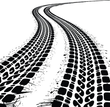 Tire tracks pattern vector illustration on sand background for printing and social media and video effects