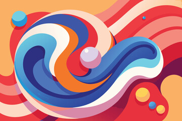 Abstract Swirling Waves and Circles Background curves