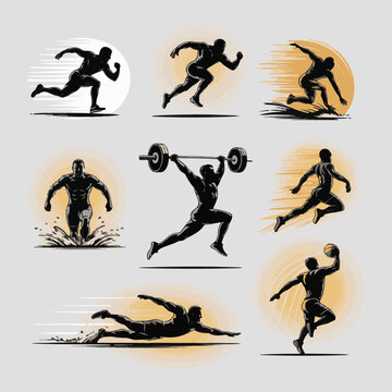 Active Lifestyle and Athletic Activities Vector Set