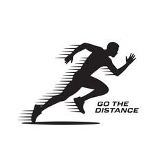 Black and White Engraving Style Vector of Male Runner in Motion