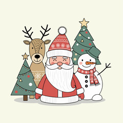 Christmas decoration, winter holiday elements set. Festive decor. Fir tree, mistletoe branch, wreath, gift, candle, cozy accessories, ornaments. Flat vector illustration isolated on white background