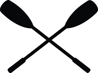 crossed canoe paddle silhouette vector, boat gear illustration