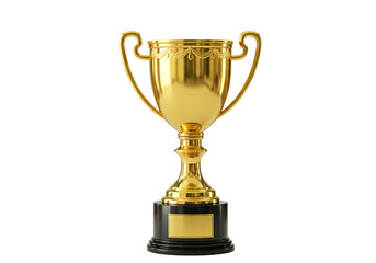 Fototapeta premium Shining Golden Trophy Cup on Dark Background: Symbol of Achievement, Success, Victory, and Competition Award isolated on transparent background