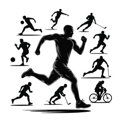 Set of Sport and Recreation Glyph Icons