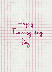 Thanksgiving holiday design. Hand lettering in one color trend with a garland of pumpkins and pumpkin leaves. Greeting card template, logo, emblem