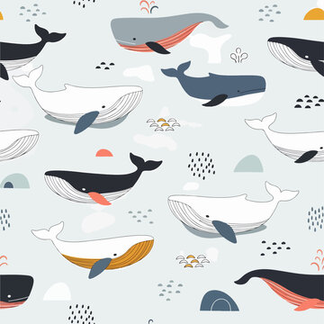 seamless pattern with whale