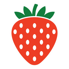 Obraz premium Simple Strawberry Fruit Icon Vector Illustration Isolated on White Background
