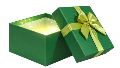  Green Gift Box Isolated on Transparent Background