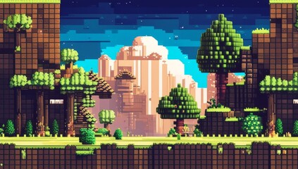 Illustration pixel art for game genre adventure rpg