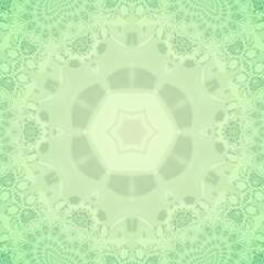 Soft mint green symmetrical mandala with intricate fractal details and ethereal glow. Ideal for wellness apps, spa branding, or calming digital backgrounds.