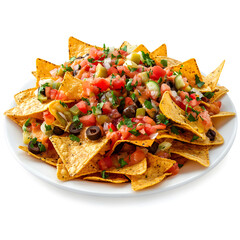 Spicy Nachos Plate Isolated on White Background for Food Lovers