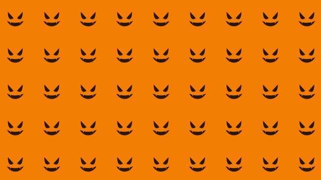 Spooky scary face pattern background for halloween, seamless looping spooky halloween backdrop