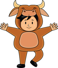 Obraz premium boy wear buffalo animal costume