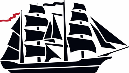 Vintage sailing ship vector illustration evokes nautical history and maritime adventure travel