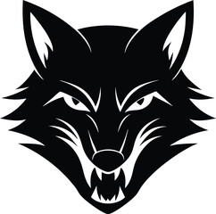 Vector illustration of a wolf head icon for a wildlife logo or tattoo symbol