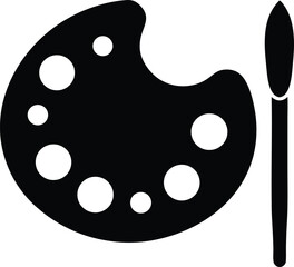 art palette with paints and brush silhouette vector, painter tools illustration