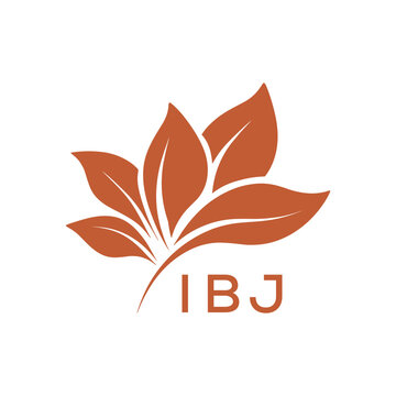 Modern Abstract Botanical Logo with Leaf Motif and Letter mark "IBJ" IBJ Later Logo, 
