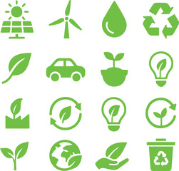 Green sustainability icons set - Environment