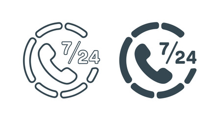 247 customer support icon with phone and circular elements