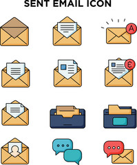 Email and Message Icon Set &ndash; Flat Vector Illustratio