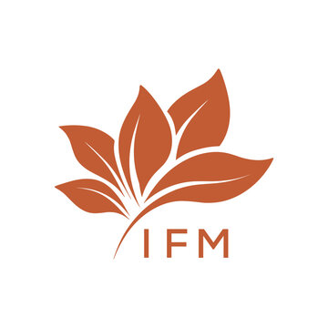 Botanical Nature Logo with Leaves in Brown, IFM Later Logo, Abstract Floral Logo for Natural Products
