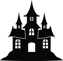 Fototapeta premium Haunted house silhouette vector art illustration
