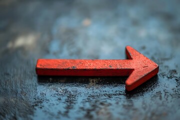 Directional Red Arrow Pointing Right on Mottled Background Leads The Way