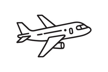 Line art airplane vector icon on white background.