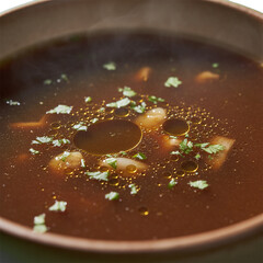 potato soup with beef broth isolated on transparent background
