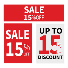 Sale 15 percent off discount sale add on whtie background illustration