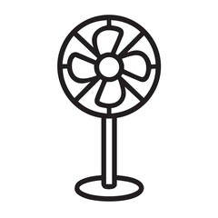 Obraz premium Simple line art illustration of a pedestal fan with four blades on a stand for cooling air