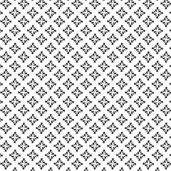 Black and white vector seamless pattern with small diamonds , star shapes ,rhombuses .Abstract black and white geometric texture .Simple minimal wide repeat background .
