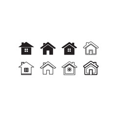 Fototapeta premium Illustration of set of eight house icons for web and app design