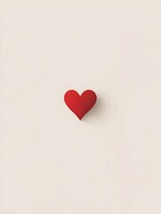 Radiant red heart symbol casting a subtle shadow on a clean, minimalist backdrop, perfect for expressing love, wellness, or romance.
