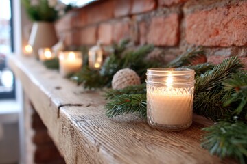 Cozy candlelit scene with rustic decor