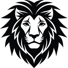 Tribal lion head vector illustration for a powerful wildlife tattoo or mascot silhouette symbol