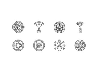 Set of abstract circular technology icons