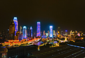 Fototapeta premium Night view of Haihe River in Tianjin