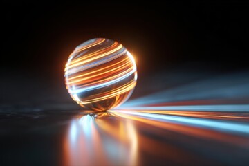 Glowing orb with swirling light trails