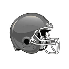 Gray American Football helmet. Side view