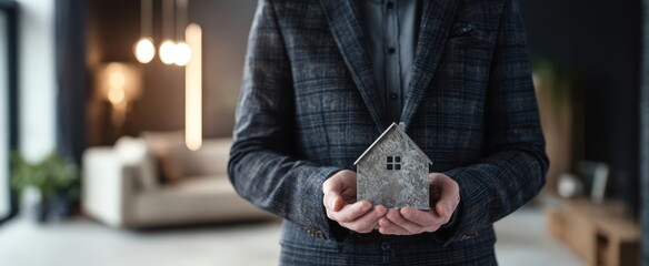 The House Model Held in Hands Representing Real Estate Investment and Homeownership Security