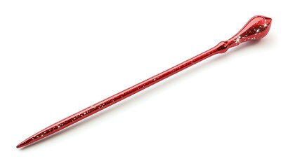 Glittering Red Magic Wand with Star Accents on a Clean White Background