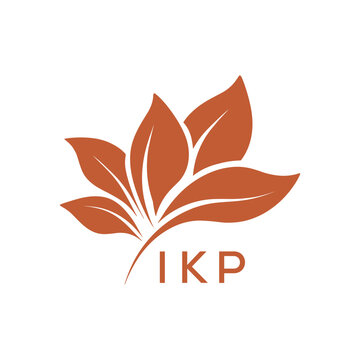 Botanical Nature Logo with Leaves in Brown, IKP Later Logo, Abstract Floral Logo for Natural Products

