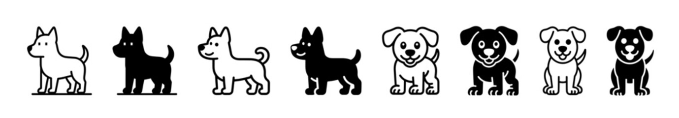 Naklejka premium Collection of cartoon dog icons